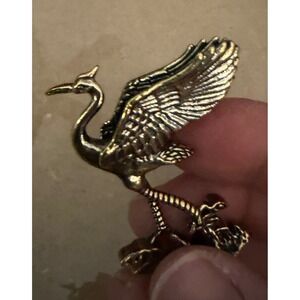 Brass Crane Bird Figurine Small Sculpture Feng Shui Symbol New‎